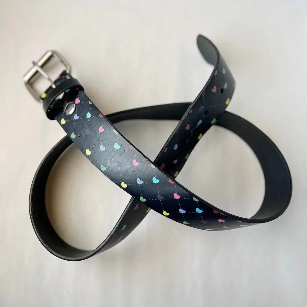 Vintage 2000s Black Rainbow Heart Belt Women's Medium